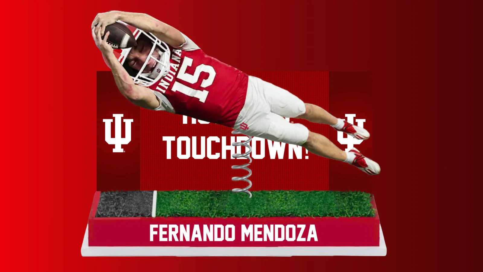 Indiana Hoosiers Fernando Mendoza Diving Touchdown Bobblehead - Image 2