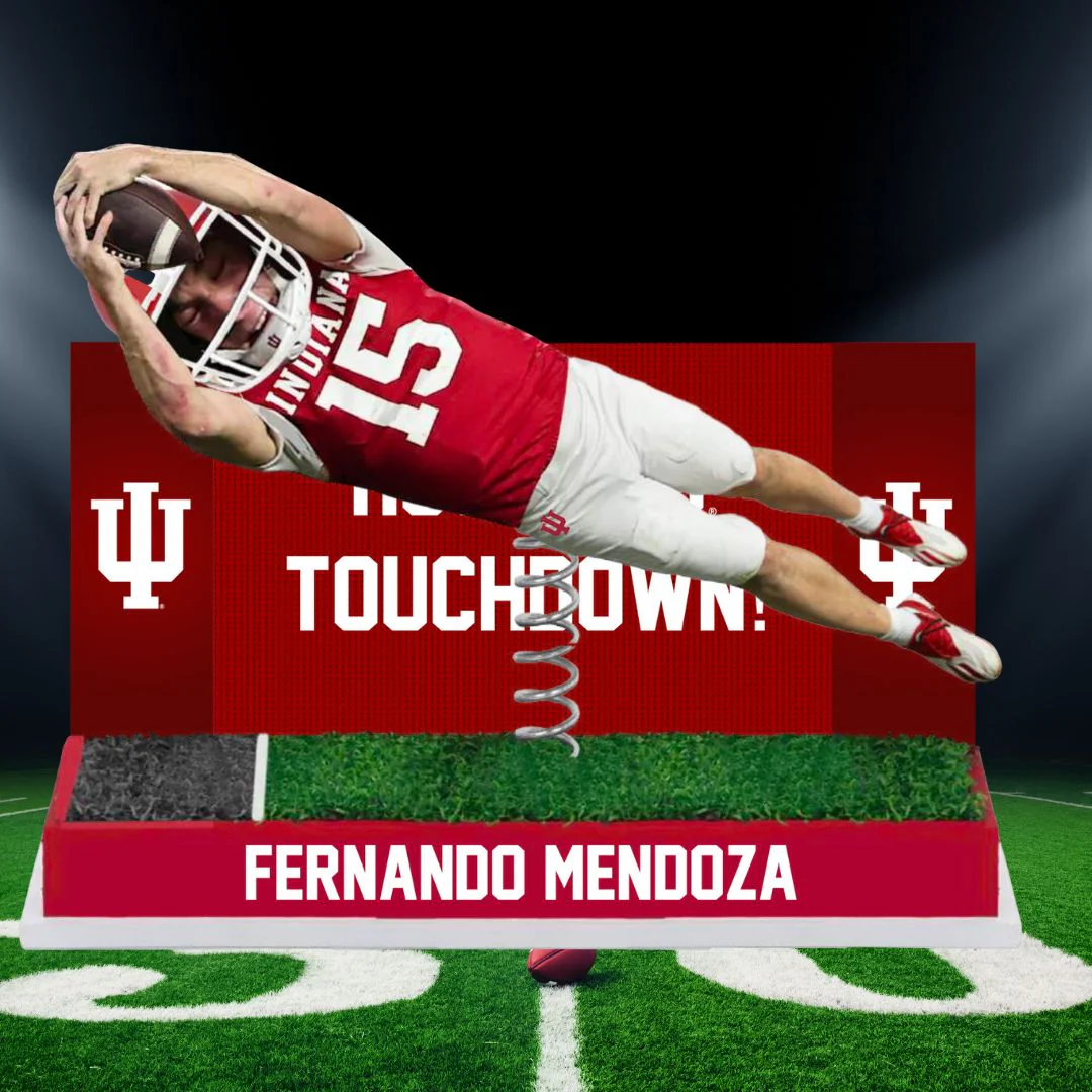 Indiana Hoosiers Fernando Mendoza Diving Touchdown Bobblehead - Image 3
