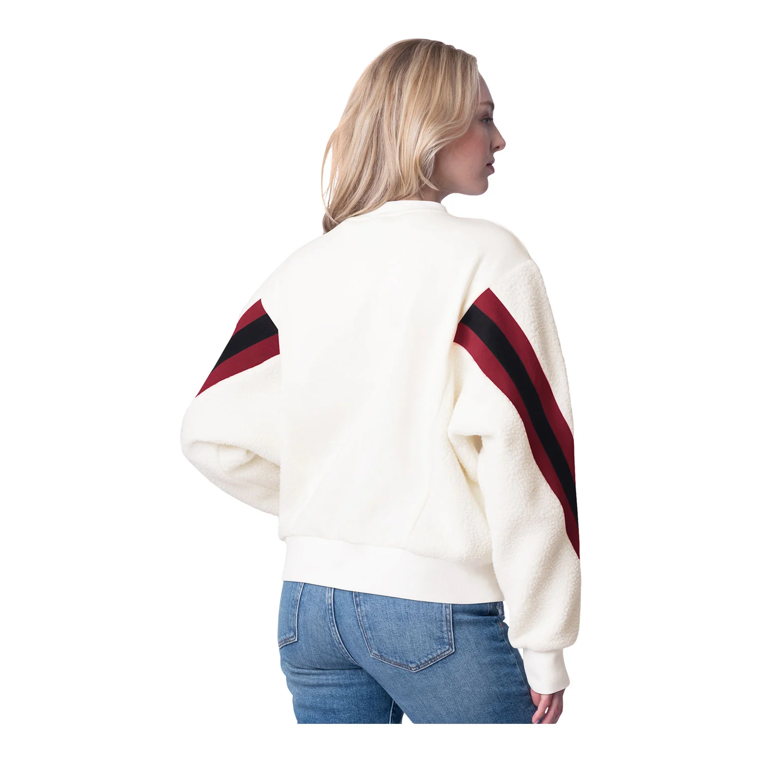 Ladies Indiana Hoosiers Sherpa Punk White Crewneck - Image 2