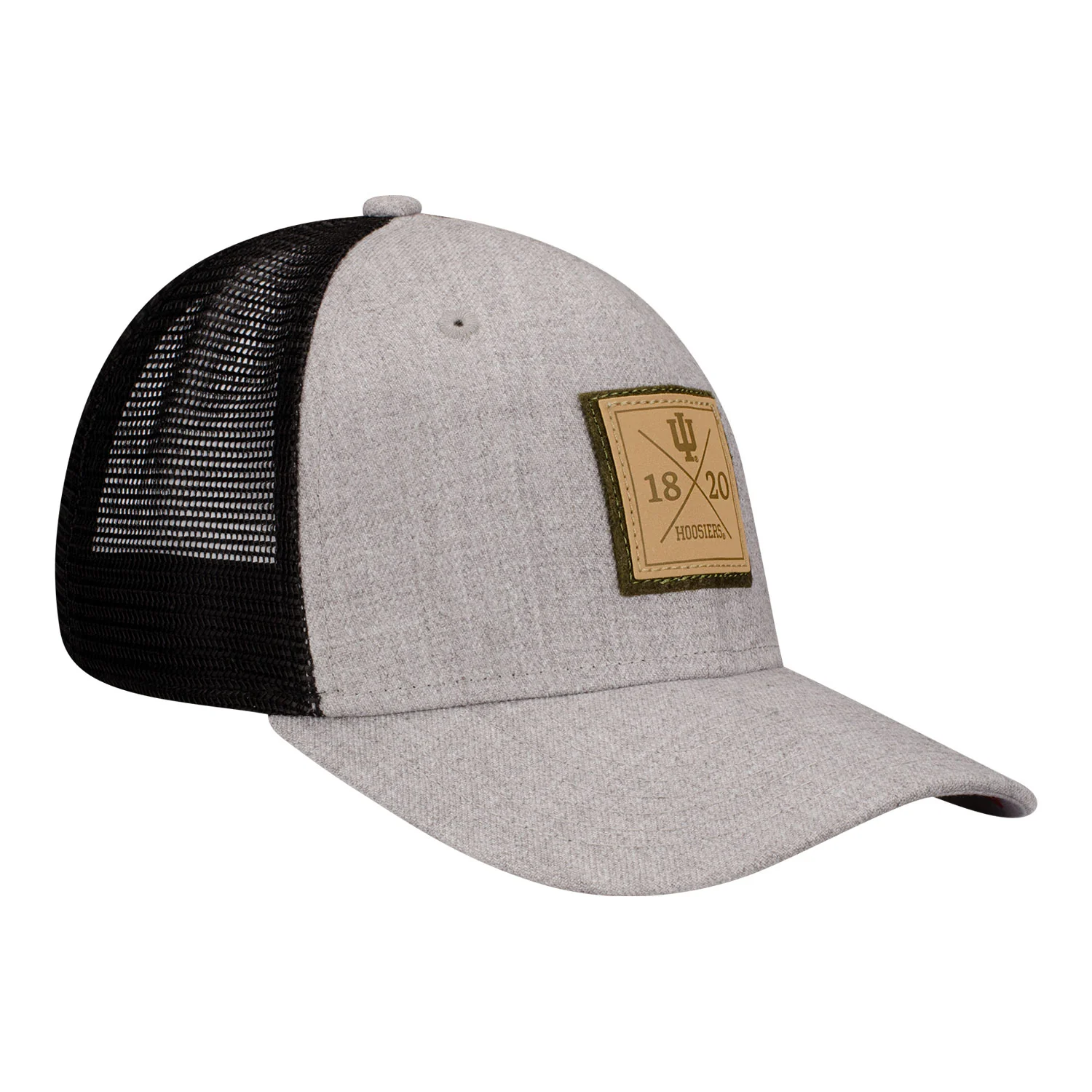 Indiana Hoosiers Patch Heather Grey Snapback Trucker Hat - Image 3