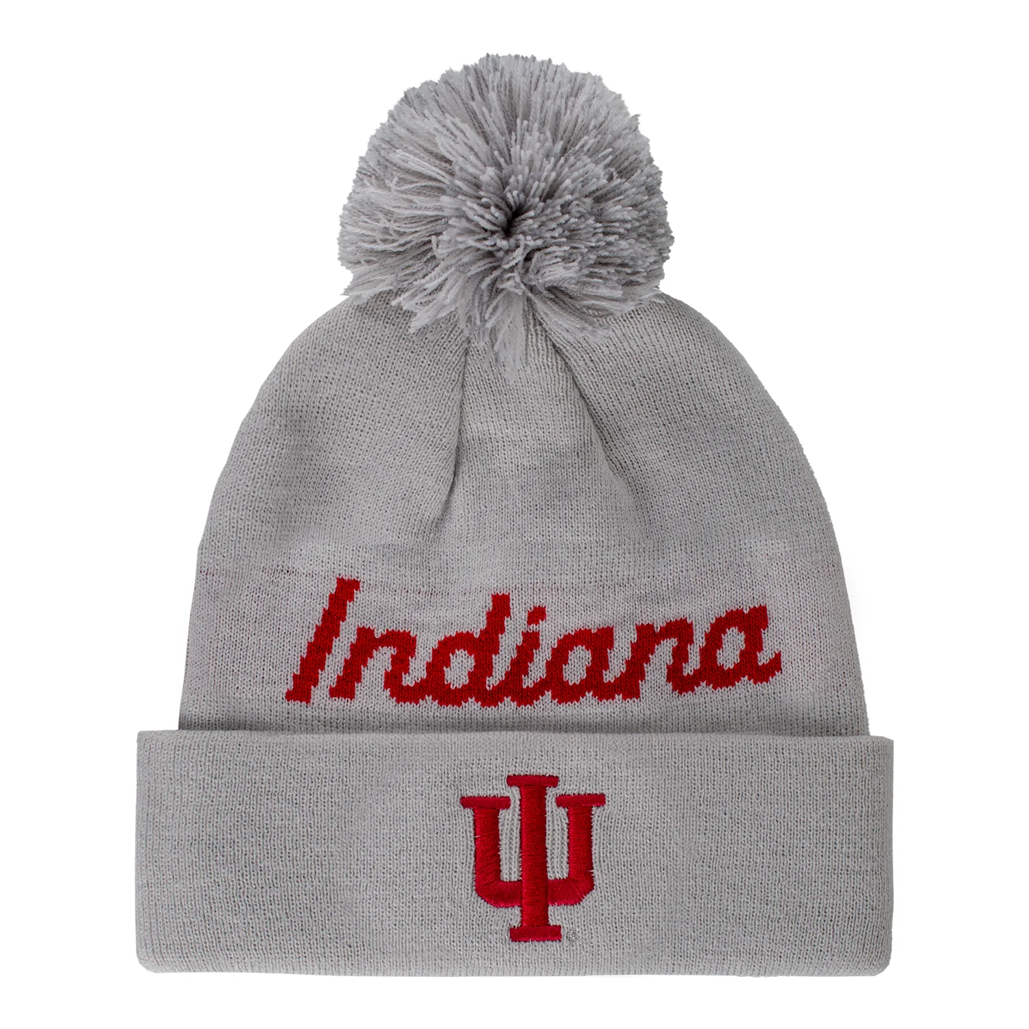 Indiana Hoosiers Adidas Cuff Pom Grey Knit Hat - Image 2