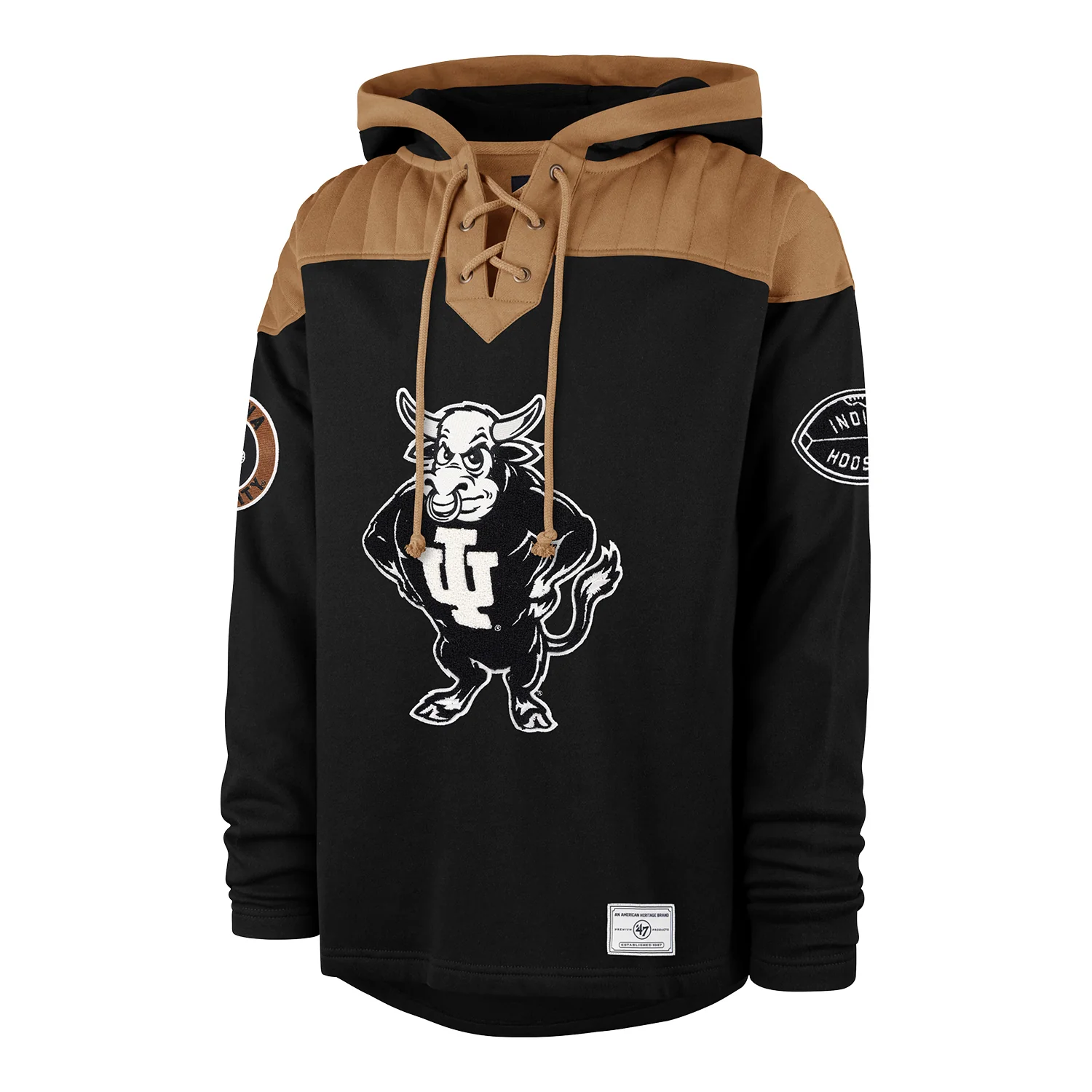 Indiana Hoosiers 47 Brand Black Vintage Flannagan Lacer Hoodie