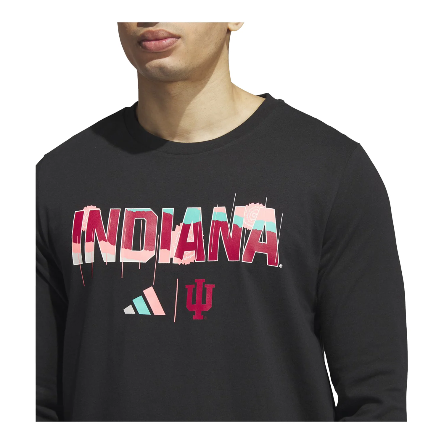 Indiana Hoosiers Adidas BHM Black Long Sleeve T-Shirt - Image 2