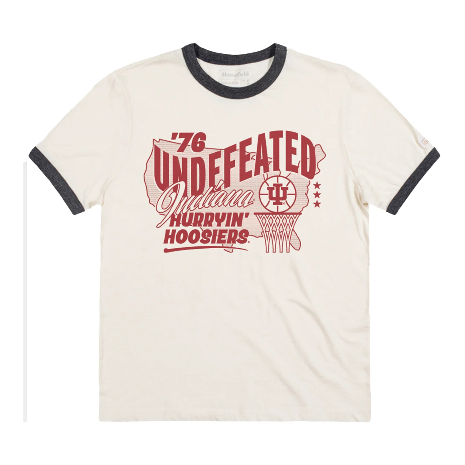 Indiana Hoosiers '76 Undefeated Ringer Basketball White T-Shirt