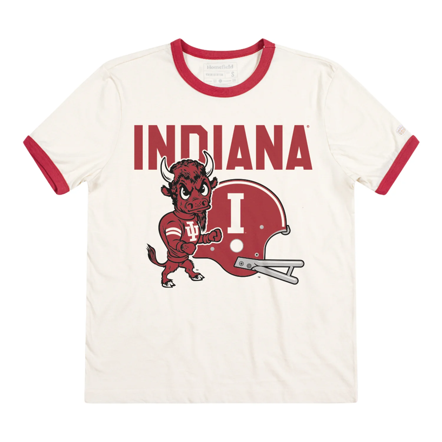 Indiana Hoosiers Bison & Helmet Ringer T-Shirt
