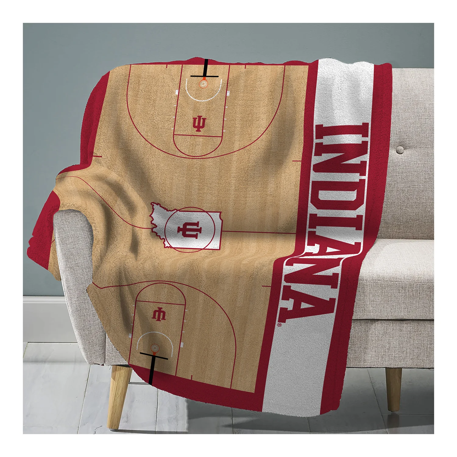 Indiana Hoosiers 60" X 80" Super Soft Basketball Court Throw - Image 3